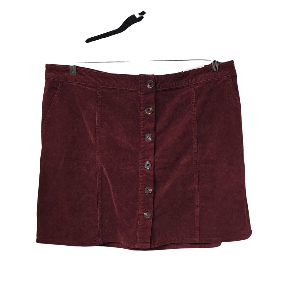 Maurices Corduroy Button-Front Mini Skirt in Burgundy Womens Plus Size 20W NWT